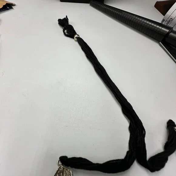 3/$30 Peacock Statement Necklace Silver Adjustable Fabric Cord Beaded Jewelry - Picture 7 of 11